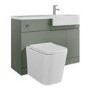 1100mm Green Right Hand Toilet and Sink Unit with Square Toilet and Brass Fittings - Bali