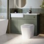 1100mm Green Left Hand Toilet and Sink Unit with Square Toilet and Brass Fittings - Bali