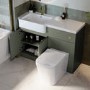 1100mm Green Left Hand Toilet and Sink Unit with Square Toilet and Brass Fittings - Bali
