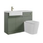 1100mm Green Left Hand Toilet and Sink Unit with Square Toilet and Brass Fittings - Bali