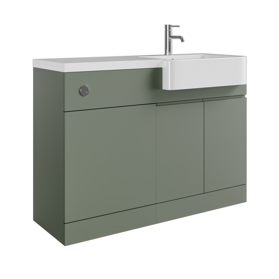 1100mm Green Right Hand Toilet and Sink Unit with Chrome Fittings - Unit & Basin Only - Bali