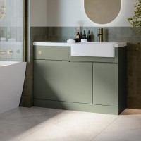1100mm Green Right Hand Toilet and Sink Unit with Brass Fittings - Unit & Basin Only - Bali