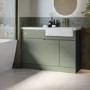 1100mm Green Right Hand Toilet and Sink Unit with Brass Fittings - Unit & Basin Only - Bali