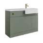 1100mm Green Right Hand Toilet and Sink Unit with Brass Fittings - Unit & Basin Only - Bali