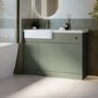 1100mm Green Left Hand Toilet and Sink Unit with Brass Fittings - Unit & Basin Only - Bali