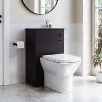 ONLY OPENED - 500mm WC Unit with Worktop- Black- Palma