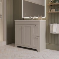 900mm Beige Freestanding Vanity Unit with Basin – Baxenden