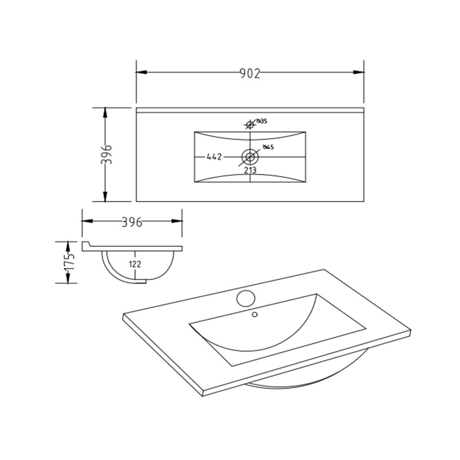 900mm Beige Freestanding Vanity Unit with Basin – Baxenden