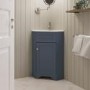 580mm Blue Corner Freestanding Cloakroom Vanity Unit with Basin - Baxenden