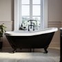 Black Freestanding Single Ended Roll Top Slipper Bath with Black Feet 1615 x 690mm - Park Royal
