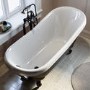 Black Freestanding Single Ended Roll Top Slipper Bath with Black Feet 1615 x 690mm - Park Royal