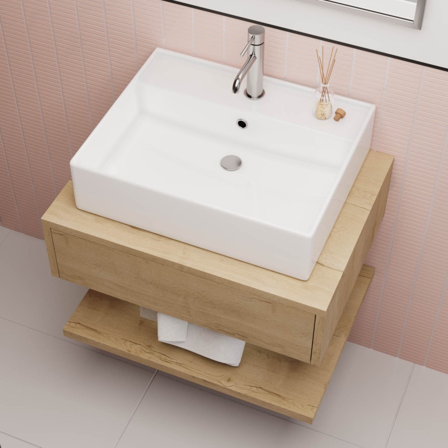 White Rectangular Countertop Basin 497mm - Bowen