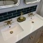 1200mm Beige Curved Freestanding Double Vanity Unit with Basins - Bowland