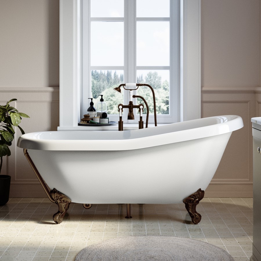 Brushed Bronze Exposed Bath Waste & Brushed Bronze Exposed Bath Trap - Park Royal