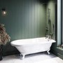 Freestanding Single Ended Shower Bath with Chrome Bath Screen & White Feet 1660 x 740mm - Park Royal