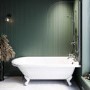 Freestanding Single Ended Shower Bath with Chrome Bath Screen & White Feet 1660 x 740mm - Park Royal