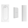 Single Ended Shower Bath with Front Panel & Chrome Bath Screen with Towel Rail 1500 x 700mm - Alton