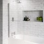 Single Ended Shower Bath with Front Panel & Chrome Bath Screen with Towel Rail 1500 x 700mm - Alton