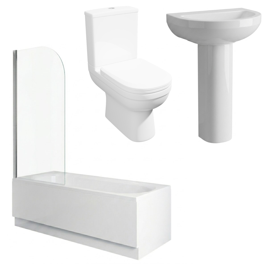 1500mm Shower Bath Suite with Toilet Basin & Panels - Alton