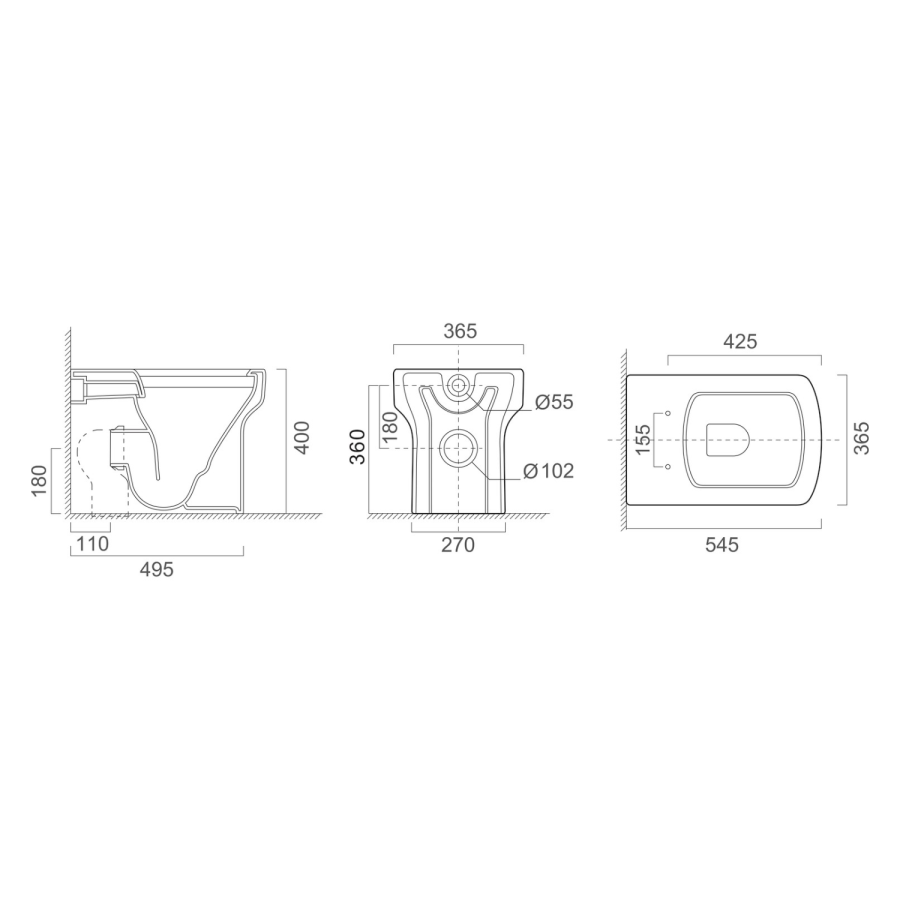 1700mm Straight Shower Bath Suite with Front Panel & White Toilet and Sink Unit - Alton