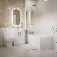 1700mm Straight Shower Bath Suite with Front Panel & White Toilet and Sink Unit - Alton