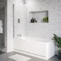1700mm Straight Shower Bath Suite with Front Panel & White Toilet and Sink Unit - Alton