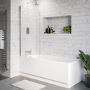 1700mm Chrome Shower Bath Suite with White Toilet & Sink Unit - Alton