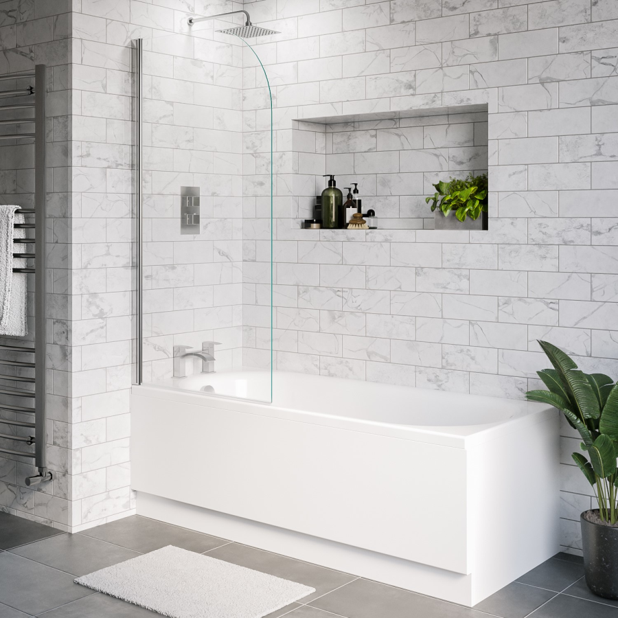 1700mm Chrome Shower Bath Suite with White Toilet & Sink Unit - Alton