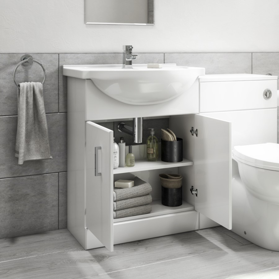 1700mm Chrome Shower Bath Suite with White Toilet & Sink Unit - Alton