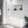 Single Ended Shower Bath with Front Panel & Chrome Bath Screen with Towel Rail 1700 x 700mm - Alton