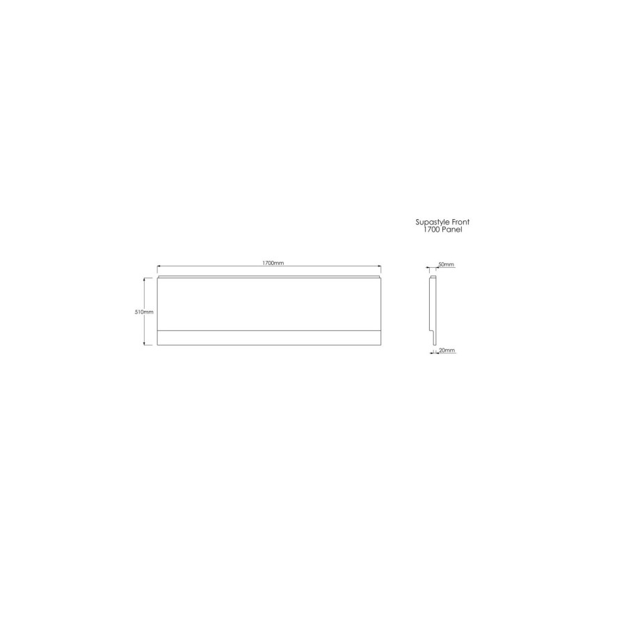 Single Ended Shower Bath with Front Panel & Left Hand Black Grid Bath Screen 1700 x 700mm - Alton