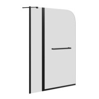Freestanding Single Ended Right Hand Corner Shower Bath with Black Bath Screen with Fixed Panel &  Towel Rail  1500 x 740mm - Kona