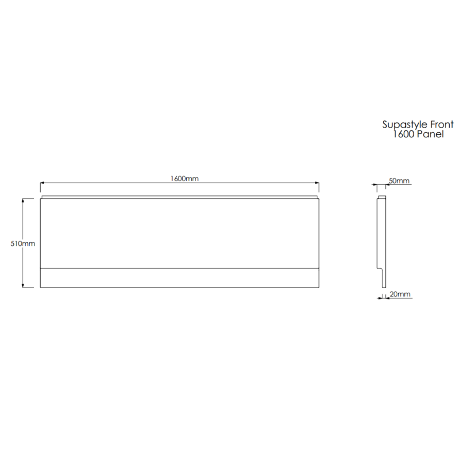 Single Ended Shower Bath with Front Panel & Hinged Chrome Bath Screen 1600 x 700mm - Rutland