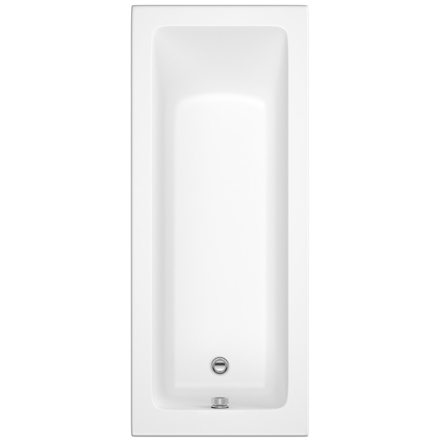 Single Ended Shower Bath with Front Panel & Hinged Chrome Bath Screen 1700 x 700mm - Rutland
