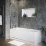 Single Ended Shower Bath with Front Panel & Hinged Chrome Bath Screen 1800 x 800mm - Rutland