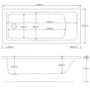 Single Ended Shower Bath with Front Panel & Hinged Chrome Bath Screen 1800 x 800mm - Rutland