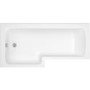 L Shaped Shower Bath with Front Panel & Chrome Bath Screen, Left hand 1500 x 850mm - Lomax
