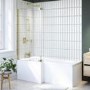 L Shaped Shower Bath with Front Panel & Brushed Brass Bath Screen, Left Hand 1500 x 850mm - Lomax