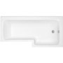 L Shaped Shower Bath with Front Panel & Brushed Brass Bath Screen, Left Hand 1500 x 850mm - Lomax
