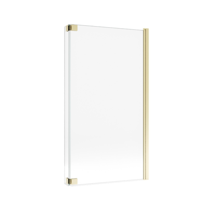 L Shaped Shower Bath with Front Panel & Brushed Brass Bath Screen, Left Hand 1500 x 850mm - Lomax