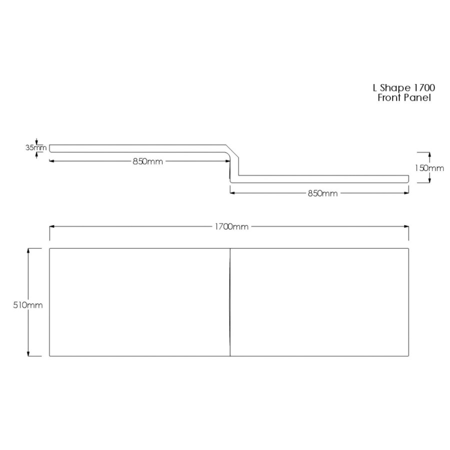 L Shaped Shower Bath with Front Panel & Brushed Brass Bath Screen, Left Hand 1500 x 850mm - Lomax
