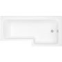 L Shaped Shower Bath with Front Panel & Chrome Bath Screen with Towel Rail, Right Hand 1500 x 850mm - Lomax