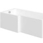 L Shaped Shower Bath with Front Panel & Chrome Bath Screen with Towel Rail, Right Hand 1500 x 850mm - Lomax