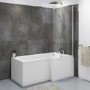 L Shaped Shower Bath with Front Panel & Chome Bath Screen, Right Hand 1500 x 850mm - Lomax