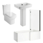 1500mm Right Hand Black Shower Bath Suite with Toilet Basin & Panels - Lomax
