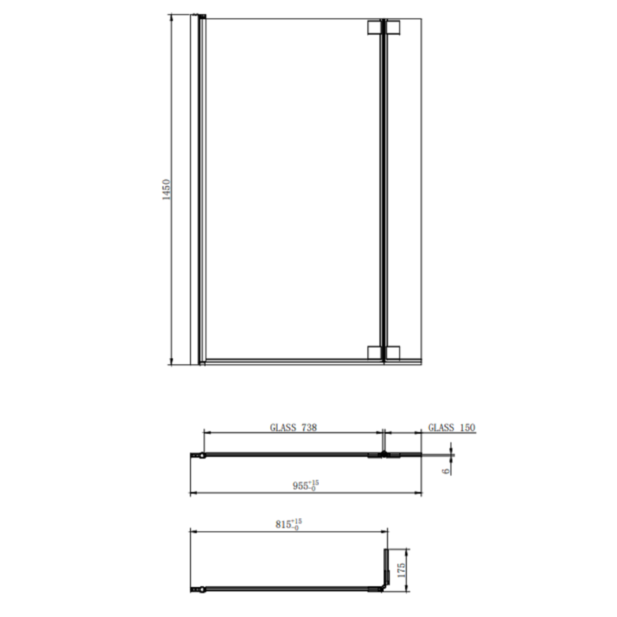 L Shaped Shower Bath with Front Panel & Brushed Brass Bath Screen Right, Hand 1500 x 850mm - Lomax