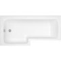 L Shaped Shower Bath with Front Panel & Chrome Bath Screen, Left Hand 1700 x 850mm - Lomax