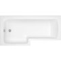 L Shaped Shower Bath with Front Panel & Black Bath Screen, Left Hand 1700 x 850mm - Lomax