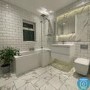 L Shaped Shower Bath with Front Panel & Chrome Bath Screen with Towel Rail, Right Hand 1700 x 850mm - Lomax