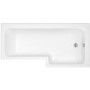 L Shaped Shower Bath with Front Panel & Chrome Bath Screen, Right Hand 1700 x 850mm - Lomax